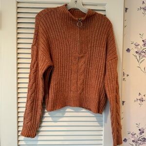 Ultra Flirt Long Sleeve High Neck Sweater with Zipper at Neck in Size Medium